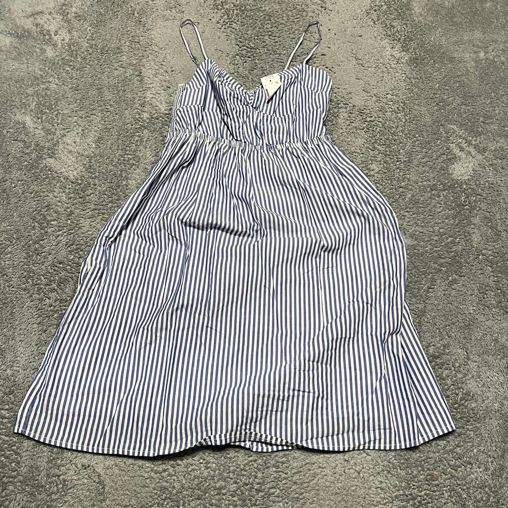 J. Crew Factory Navy and White Striped Spaghetti Strap Mini Dress